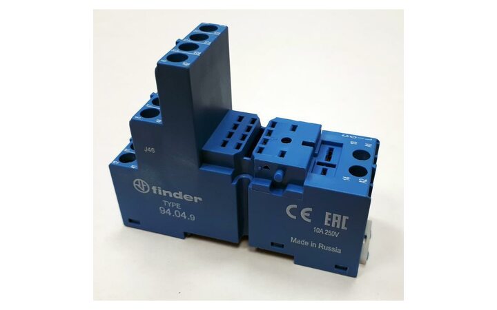 фото - Розетка с винт. клеммами (с зажимной клетью) для реле 55.32 55.34 таймера 85.02 85.04 модули 86.00 99.02 в комплекте металлич. клипса 094.71 син. FINDER 94049SMA