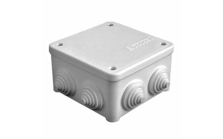 фото - Коробка распределительная ОП 85х85х45мм IP54 7 выходов 3 гермоввода крышка на винтах сер. Epplast 130112