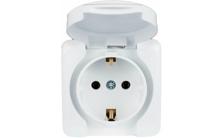 фото - Розетка 1-м ОП с крышкой VIOLA с заземл. бел. LEZARD 751-0200-123