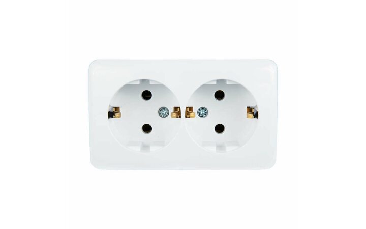 фото - Розетка 2-м ОП VIOLA с заземл. бел. LEZARD 751-0200-127