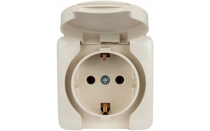 фото - Розетка 1-м ОП с крышкой VIOLA с заземл. крем. LEZARD 751-0300-123