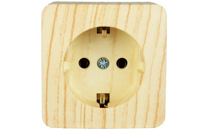 фото - Розетка 1-м ОП VIOLA с заземл. беленый дуб LEZARD 751-5200-122