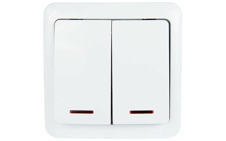 фото - Выключатель 2-кл. 1п ОП Viola 10А IP20 с подсветкой бел. LEZARD 751-0200-112