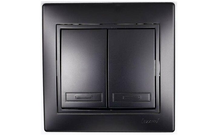 фото - Выключатель 2-кл. 1п СП Мира 10А IP20 со вставкой черн. бархат LEZARD 701-4242-101