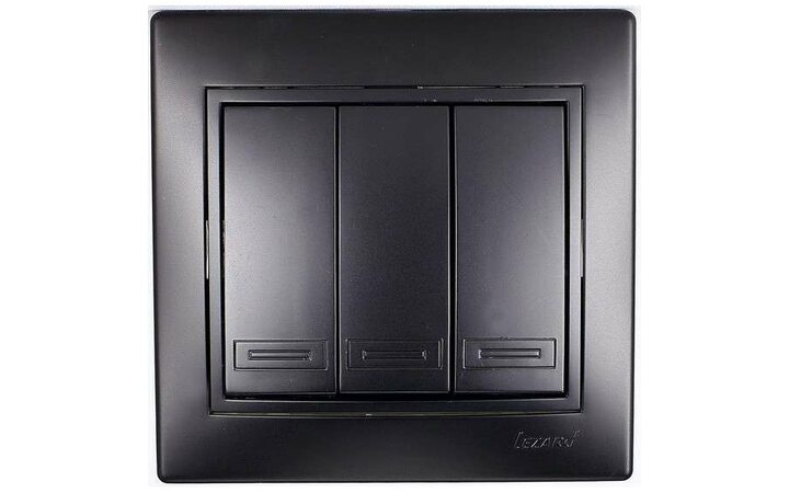 фото - Выключатель 3-кл. 1п СП Мира 10А IP20 со вставкой черн. бархат LEZARD 701-4242-109