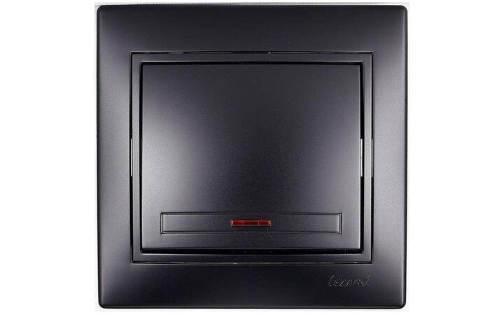 фото - Выключатель 1-кл. 1п СП Мира 10А IP20 с подсветкой со вставкой черн. бархат LEZARD 701-4242-111