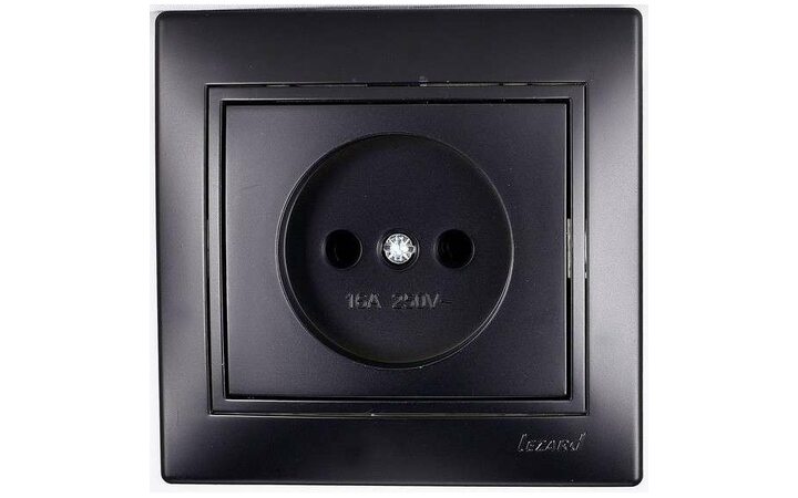 фото - Розетка 1-м СП Мира 16А IP20 без заземл. со вставкой керамика черн. бархат LEZARD 701-4242-121