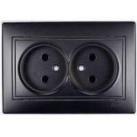 Розетка 2-м СП Мира 16А IP20 без заземл. со вставкой керамика черн. бархат LEZARD 701-4242-128