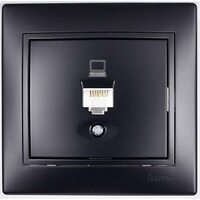 Розетка компьютерная 1-м СП Мира RJ45 черн. бархат LEZARD 701-4242-139