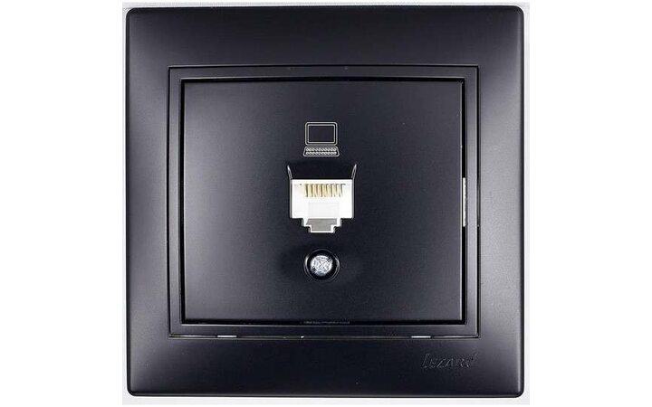 фото - Розетка компьютерная 1-м СП Мира RJ45 черн. бархат LEZARD 701-4242-139