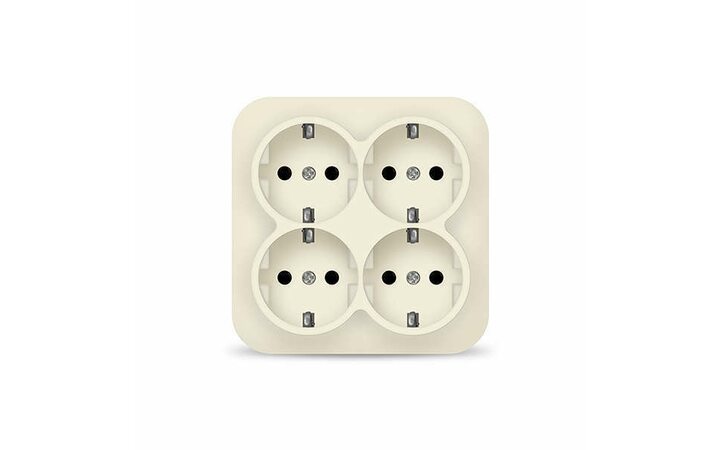 фото - Розетка 4-м ОП 16А IP20 с заземл. сл. кость квадрат IONICH 1454
