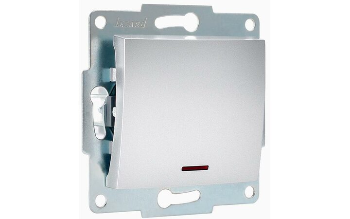 фото - Механизм выключателя 1-кл. 1п СП Karina 10А IP20 с подсветкой матов. серебр. LEZARD 707-4388-111