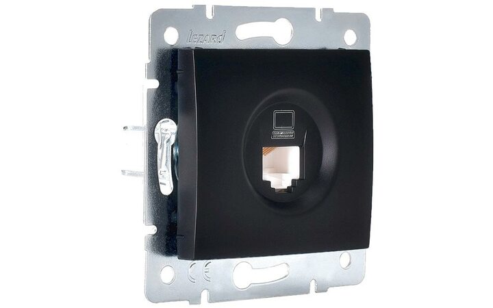 фото - Механизм розетки компьютерн. 1-м СП KARINA RJ45 черн. бархат LEZARD 707-4288-139
