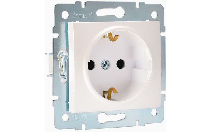 фото - Механизм розетки 1-м СП Karina с заземл. защ. шторки термопласт жемчуж./бел. перламутр. LEZARD 707-3088-124B