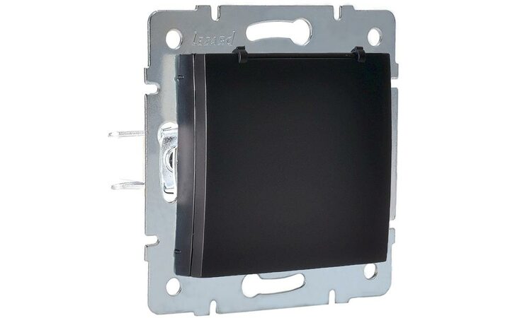 фото - Механизм розетки 1-м СП KARINA с защ. крышкой термопласт с заземл. черн. бархат LEZARD 707-4288-123B