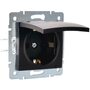 фото - Механизм розетки 1-м СП KARINA с защ. крышкой термопласт с заземл. черн. бархат LEZARD 707-4288-123B
