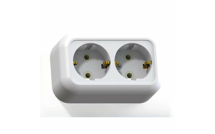 фото - Розетка 2-м ОП Валентина РА16-826 16А IP20 с заземл. бел. Кунцево 5418