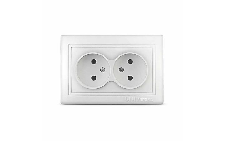 фото - Розетка 2-м СП Севиль 16А IP20 без заземл. бел. UNIVersal С0102