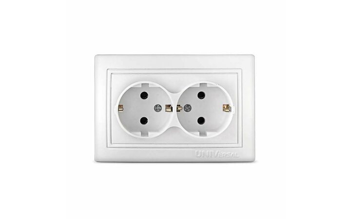 фото - Розетка 2-м СП Севиль 16А IP20 с заземл. бел. UNIVersal С0128