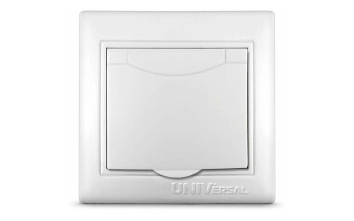 фото - Розетка 1-м СП Севиль 16А IP20 с заземл. с крышкой бел. UNIVersal С0029
