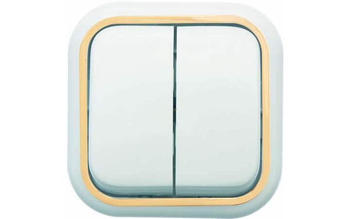 фото - Выключатель 2-кл. ОП Валентина 10А IP20 А56-025 бел./зол. Кунцево 7635