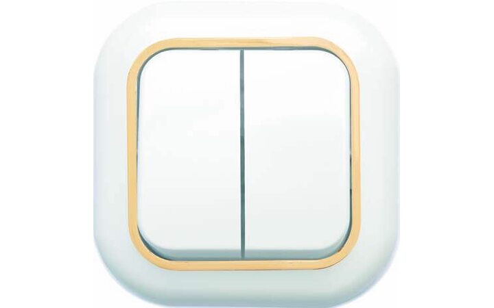 фото - Выключатель 2-кл. СП Валентина 6А IP20 С56-034 бел./зол. Кунцево 7648