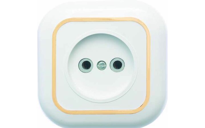 фото - Розетка 1-м СП Валентина РС10-153 10А IP20 бел./зол. Кунцево 7652