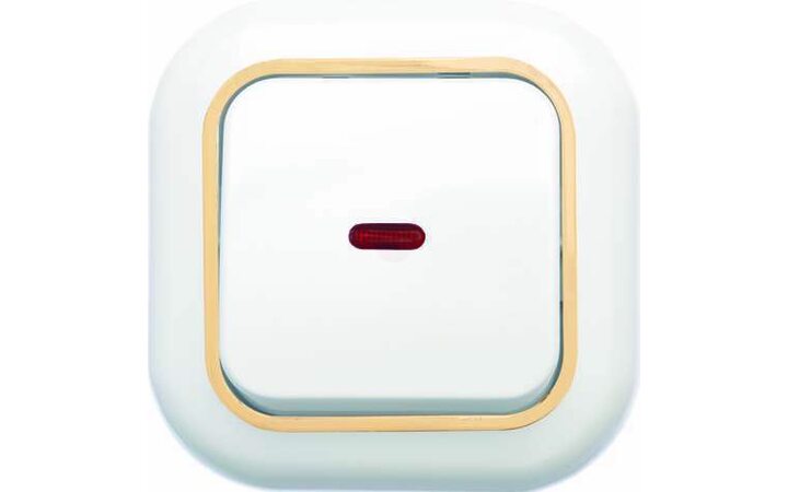 фото - Выключатель 1-кл. СП Валентина 10А IP20 С16-068 с индикацией бел./зол. Кунцево 7646