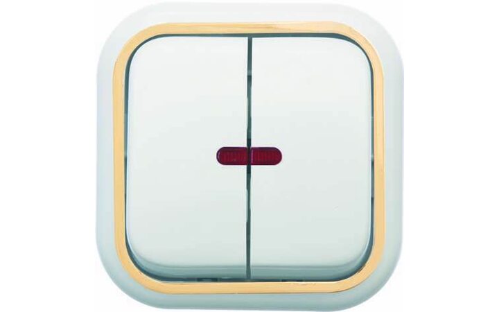 фото - Выключатель 2-кл. ОП Валентина 10А IP20 7637 с индикацией бел./зол. Кунцево 7637