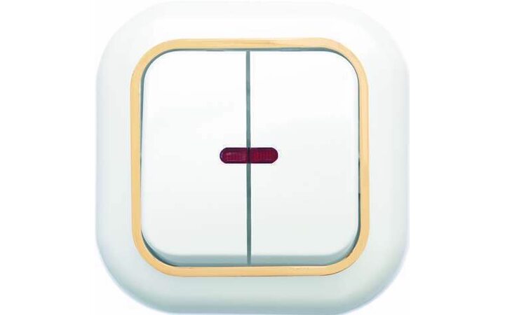 фото - Выключатель 2-кл. СП Валентина 10А IP20 С56-175 с индикацией бел./зол. Кунцево 7650