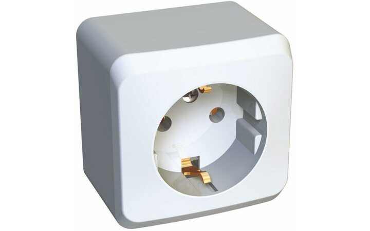 фото - Розетка 1-м ОП Этюд 16А IP20 с заземл. без защ. шторок бел. SchE PA16-003B