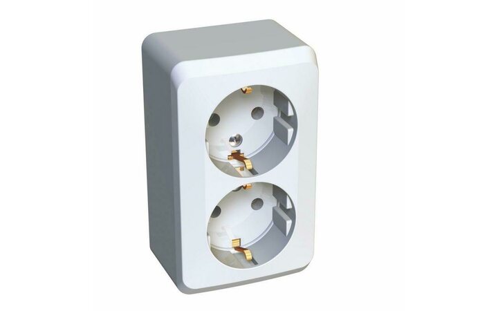 фото - Розетка 2-м ОП Этюд 16А IP20 250В с заземл. без защ. шторок бел. SchE PA16-007B