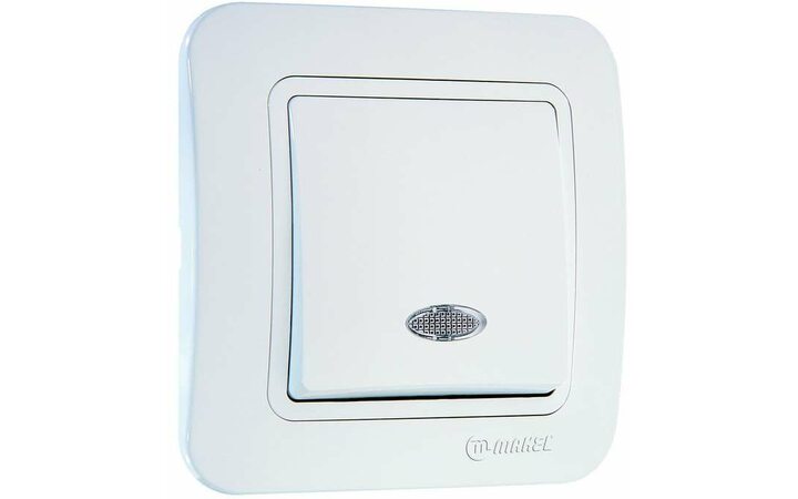 фото - Выключатель 1-кл. СП Lillium 10А IP20 с подсветкой бел./бел. Makel 70021