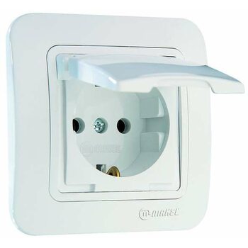 фото - Розетка 1-м СП Lillium 16А IP20 без заземл. с крышкой бел./бел. Makel 70029