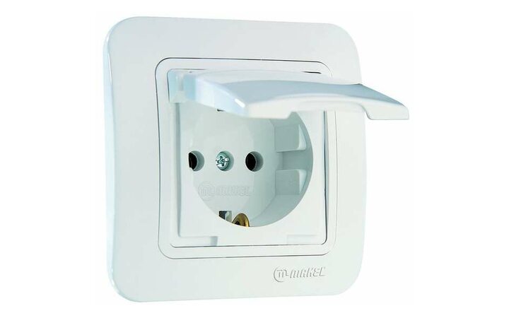 фото - Розетка 1-м СП Lillium 16А IP20 без заземл. с крышкой бел./бел. Makel 70029