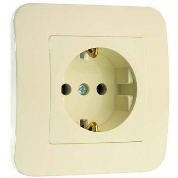 фото - Розетка 1-м СП Lillium 16А IP20 с заземл. крем./крем. Makel 70228