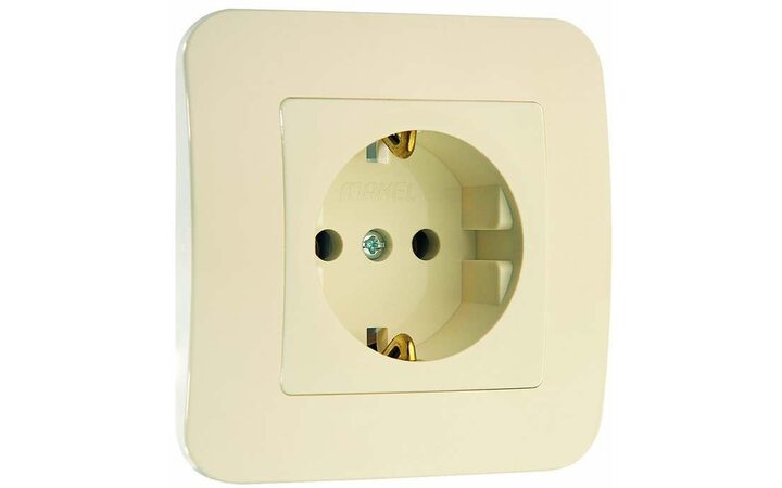 фото - Розетка 1-м СП Lillium 16А IP20 с заземл. крем./крем. Makel 70228