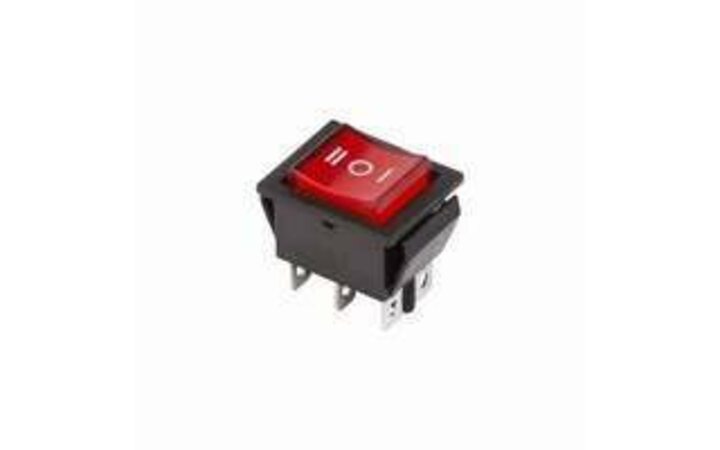 фото - Выключатель клавишный 250В 15А (6с) ON-OFF-ON RWB-509 SC-767 красн. с подсветкой и нейтралью Rexant 36-2390