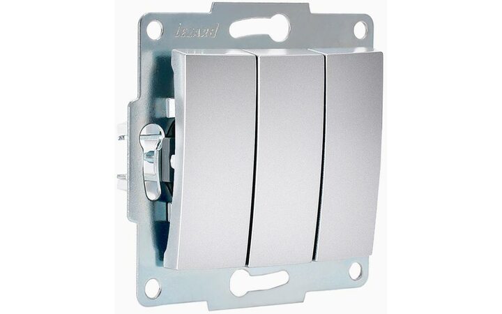 фото - Механизм выключателя 3-кл. 1п СП Karina 10А IP20 матов. серебр. LEZARD 707-4388-109