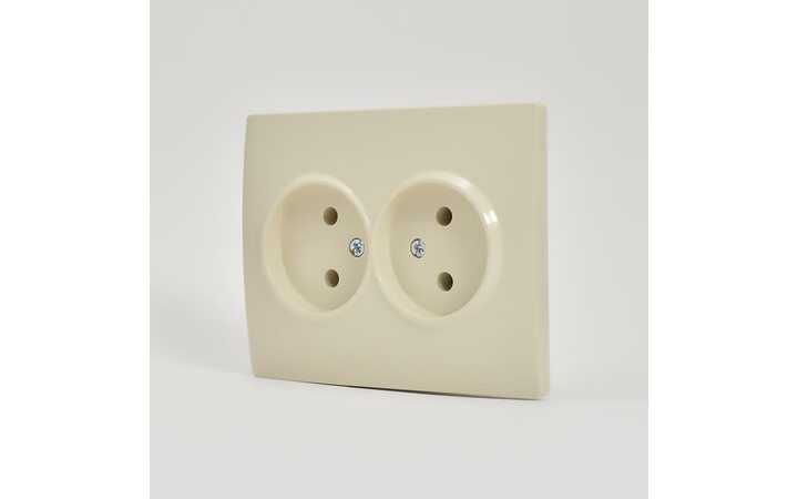 фото - Розетка 2-м СП Karina 16А IP20 без заземл. термопласт крем. LEZARD 707-0300-128B