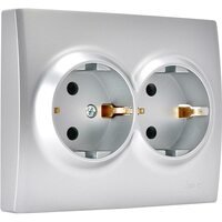Розетка 2-м СП Karina с заземл. термопласт матов. серебр. LEZARD 707-4300-127B