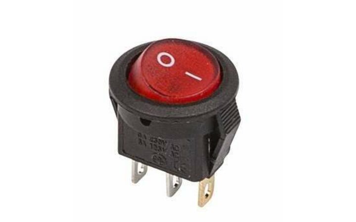 фото - Выключатель клавишный круглый 250А 3А (3с) ON-OFF красн. с подсветкой Micro (RWB-106 SC-214) REXANT 36-2530