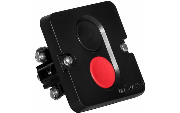 фото - Пост кнопочный ПКЕ-612/2 'Пуск-стоп' 1 черн. 1 красн. Электродеталь ПКЕ-612/2.1Ч.1К