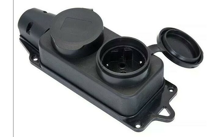 фото - Розетка 2-м 16А IP44 2P+PE 230В с защ. крышками каучук Basic EKF RPS-018-16-230-44