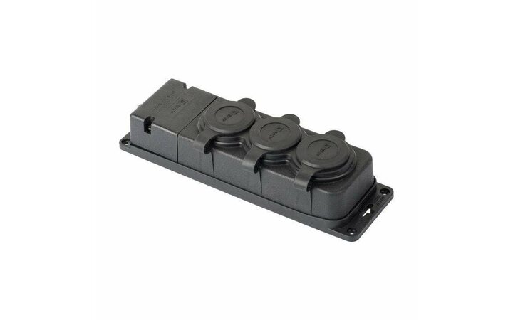 фото - Розетка 3-м 16А IP44 2P+PE 230В с защ. крышками каучук PROxima EKF RPS-015-16-230-44-r
