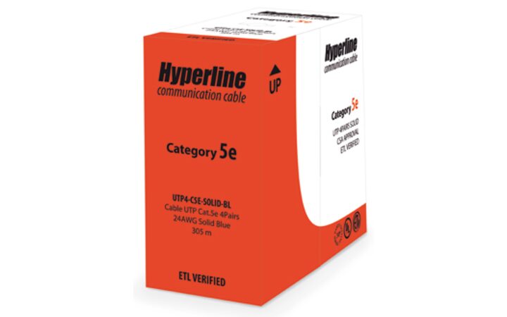 фото - Hyperline UUTP4-C5E-S24-IN-PVC-BL-305 (UTP4-C5E-SOLID-BL-305)