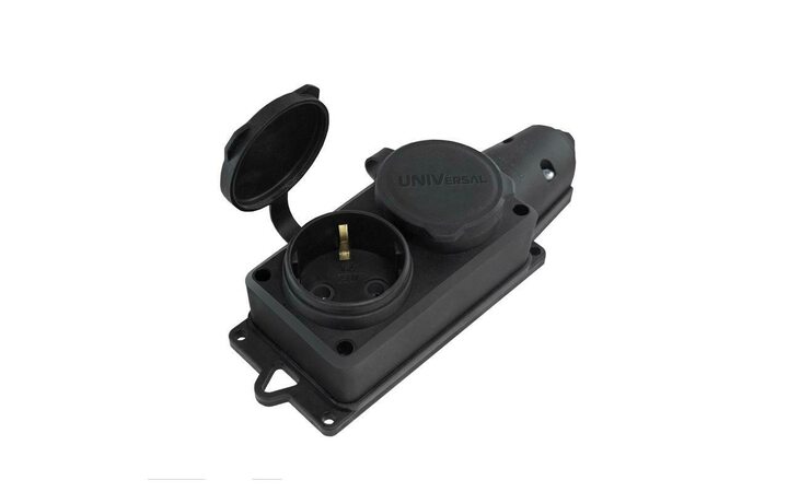 фото - Колодка 2-х местная 'КОМПАКТ' 1 ф. с заглушками каучук UNIVersal 1788