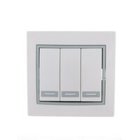 Выключатель 3-кл. СП MIRA 10А IP20 с сер. вставкой бел. LEZARD 701-0215-109