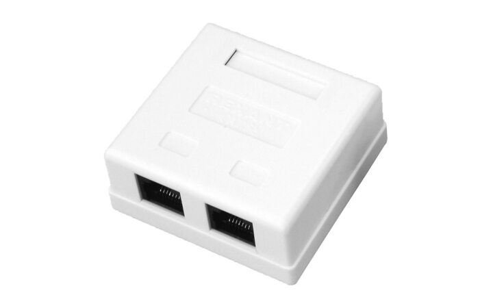 фото - Розетка комп. 2хRJ-45, 8р-8с, кат. 5е, 110/Krone тип (Dual IDC) белая LX-520 Rexant FD (03-0151)