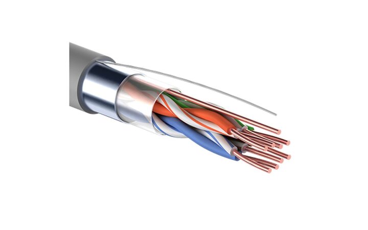 фото - PROCONNECT Кабель витая пара F/UTP, категория 5, PVC, 4PR, 24AWG, внутр., серый, 100 м (01-0152-100), бухта 100м